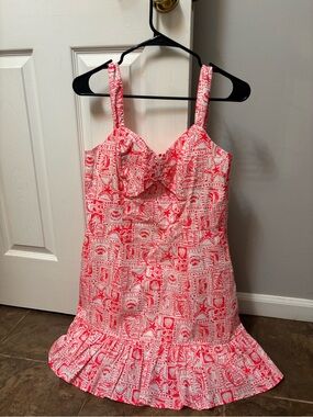 Lilly Pulitzer Coral and White Printed Romper